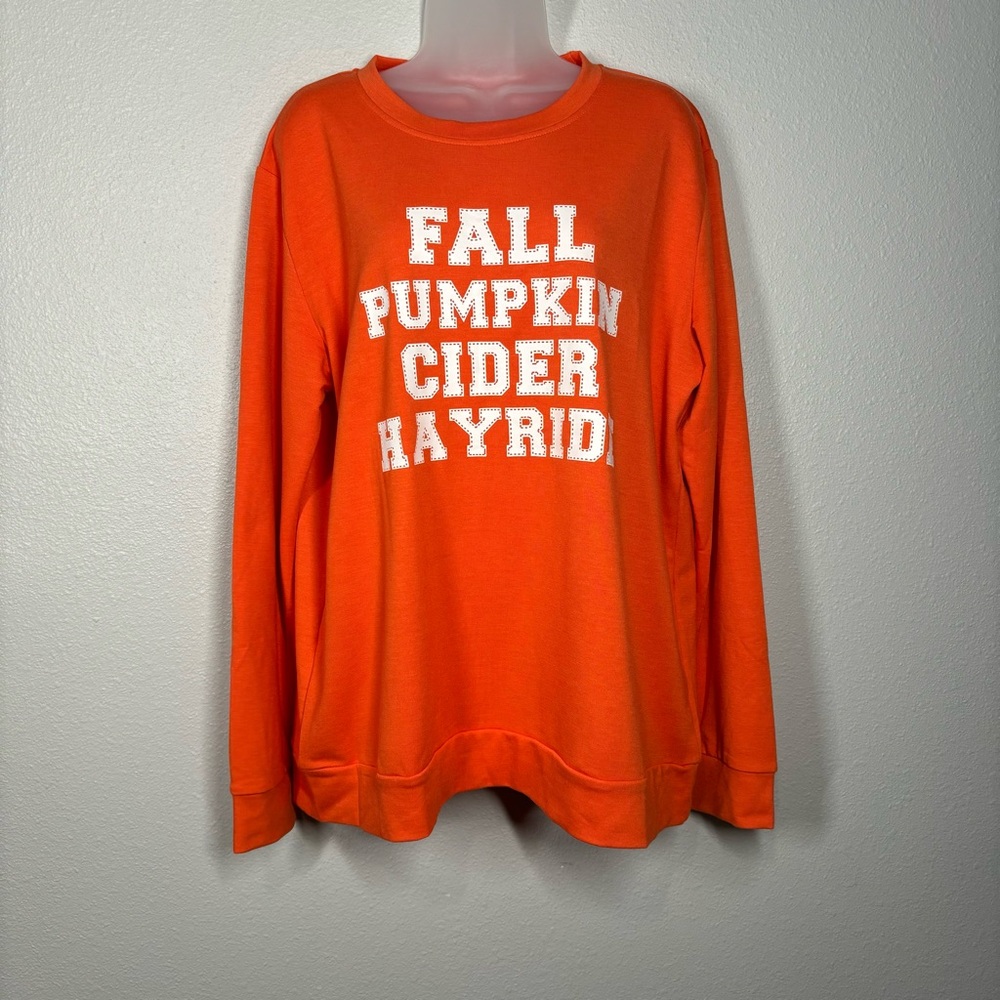 Fall Text Graphic Themed Sweatshirt Size XLarge